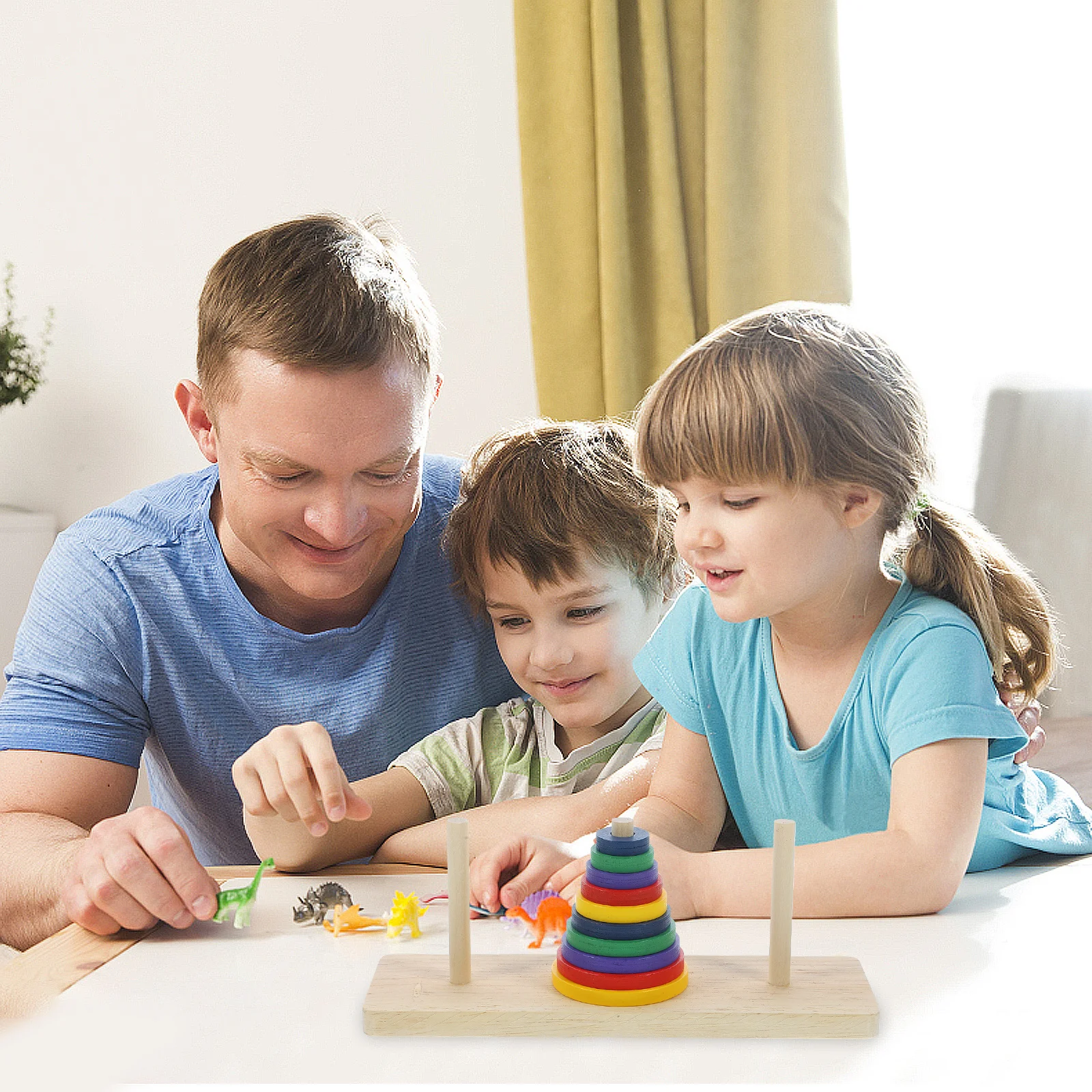 1Set Kleurrijke Houten Hanoi Toren Intellectuele Hersenpuzzel Bordspel voor Volwassenen Kinderen