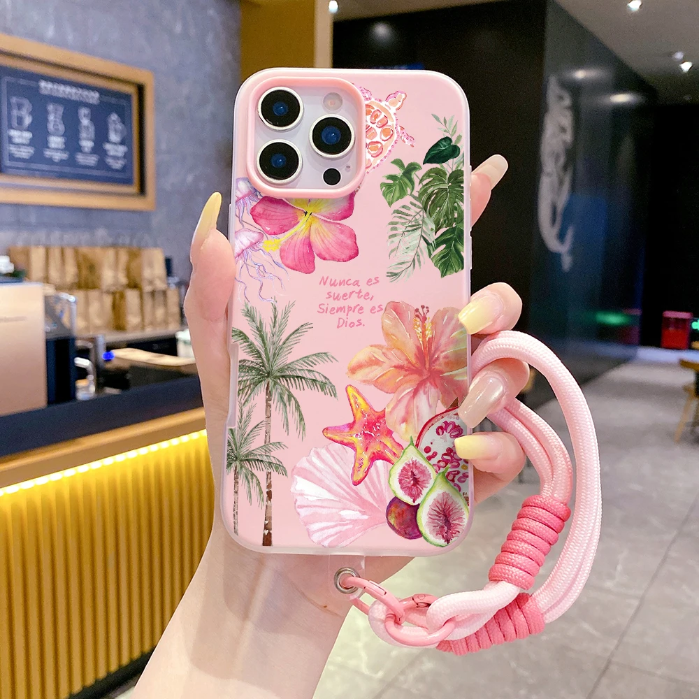 Phone Case For Samsung Galaxy S26 Ultra S25 S24 s22 s23 Plus FE A56 A55 A35 A36 A37 5G Summer Island 2 in 1 With Lanyard Cover view 5