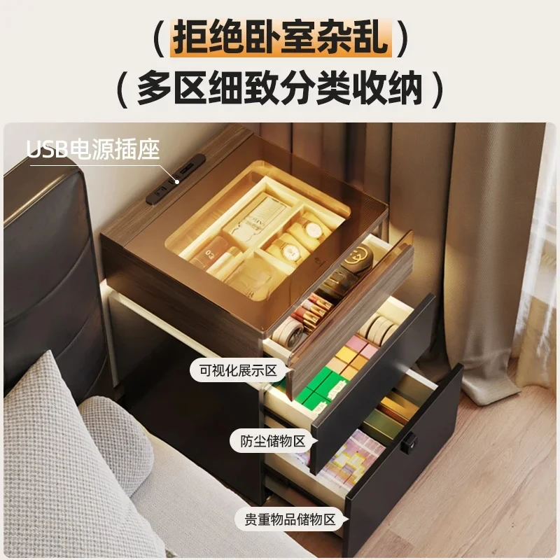 Mesa de cabeceira simples e moderna casa quarto armário recarregável