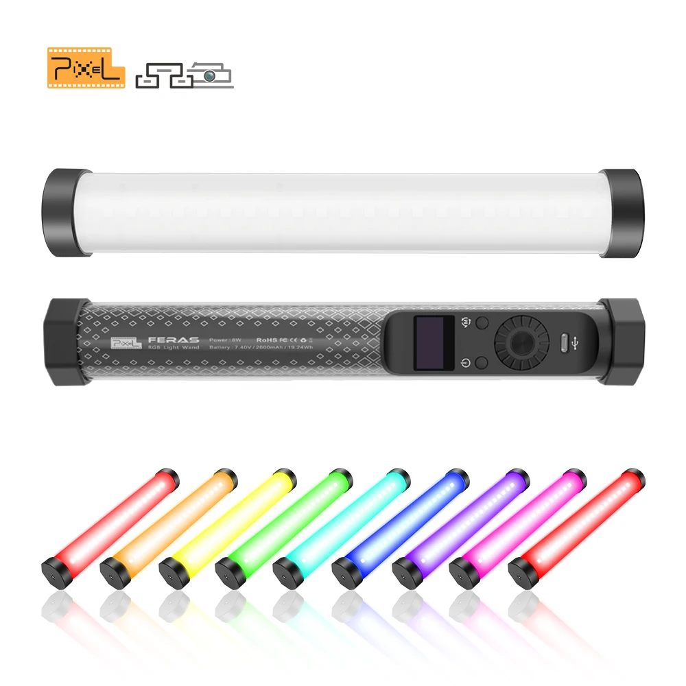 Pixel Feras 28cm Handheld Light Stick 2500K-8500K LED RGB Video Light App Control Touch Adjustable Video Fill Light