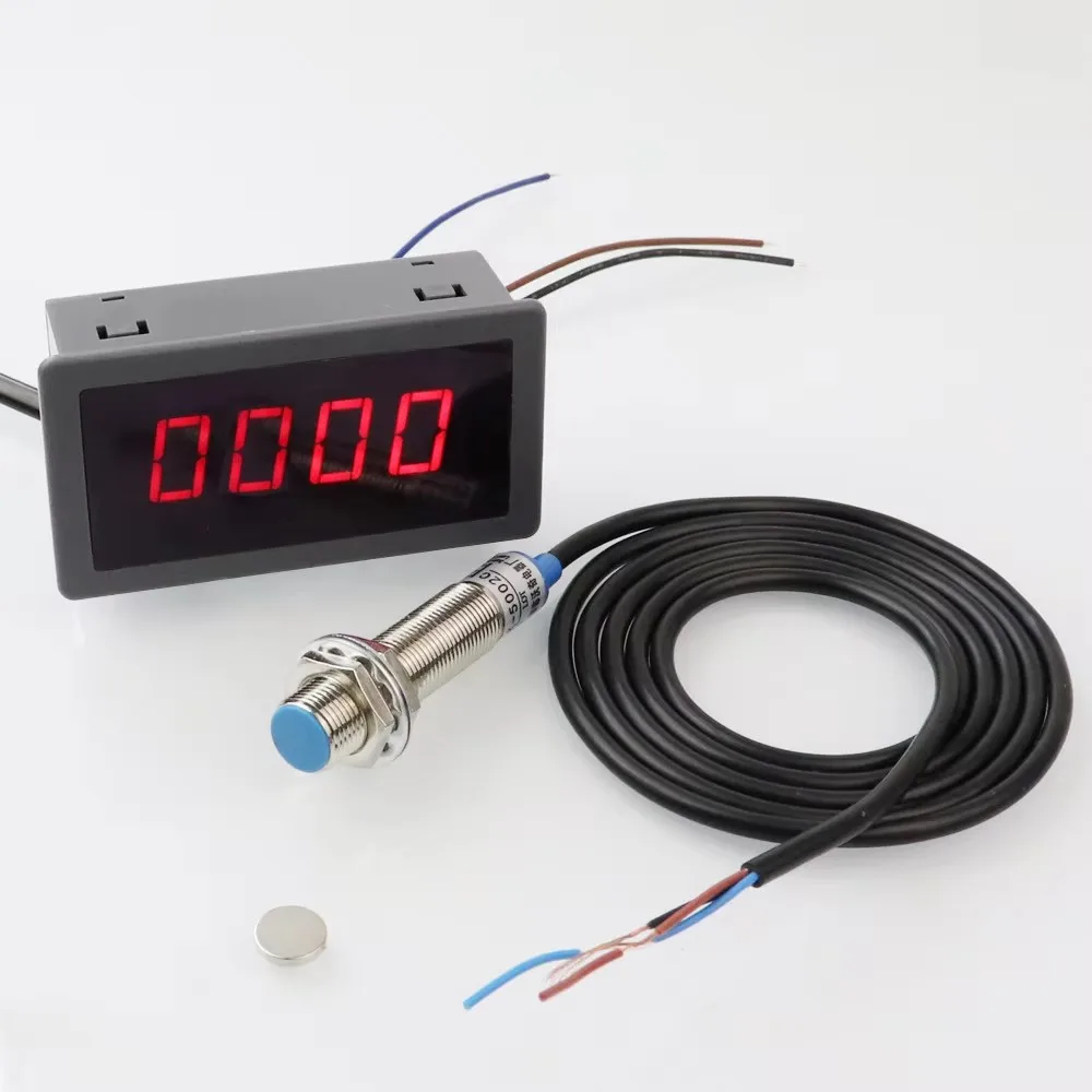 AC Tachometer 4 Digit LED Tachometer RPM Speed 220V 110V with Hall Proximity Switch Sensor NPN High Quality