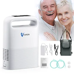 Varon 5 Liters Adjustable 93% 0-xygen Machine Purifier Pulse Flow with Battery, AC/DC 110-220V, for Travl, Outdoor, Car Use