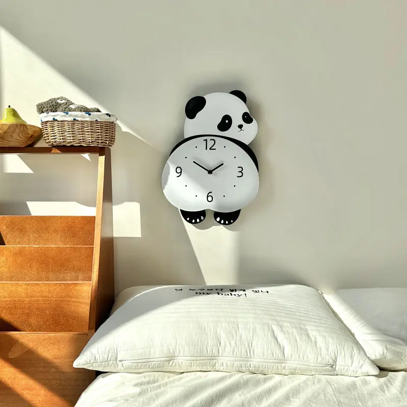 Creative Swing Panda Simple Foot Wall Clock Living Room Home Silent Dining Room Wall Clock Bedroom Clock - view 3