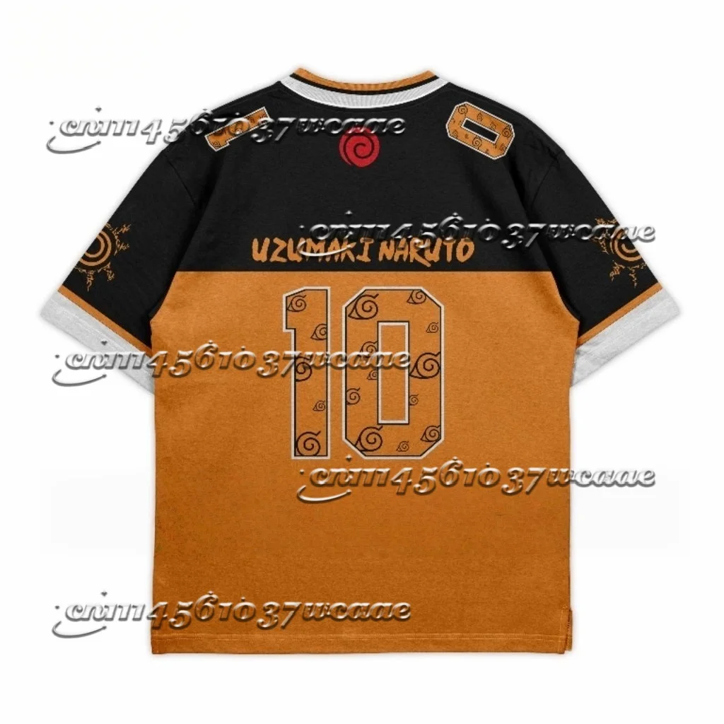 Naruto Anime Soccer Jersey Fan T Shirt Split Panel Seal Symbol Letter Large Number Print Sport Uniform for All FamilyMatching