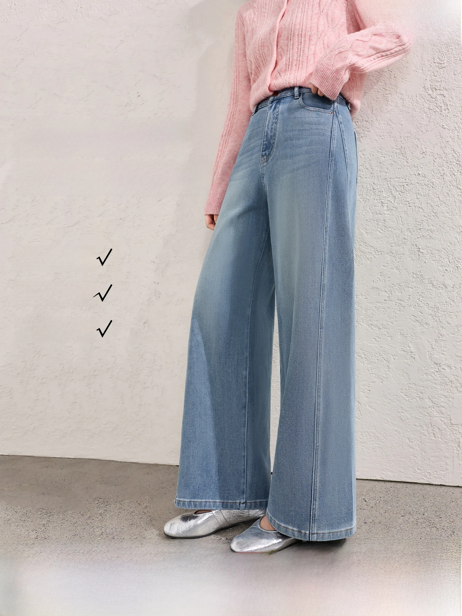 

Синие винтажные джинсы с широкими штанинами, большие размеры, эластичные в четырех направлениях, для разных ростов, с высокой талией, свободный крой