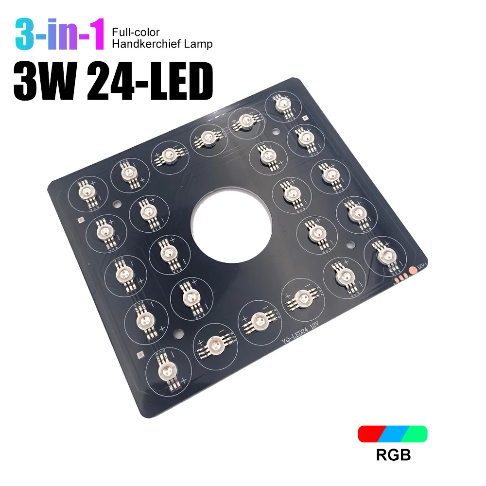 Stage light Repair parts 3in1 24x3w RGB FulColor 24 LED Cast Aluminum Handkerchief Lamp LED Board for Gas Column Smoke Machine