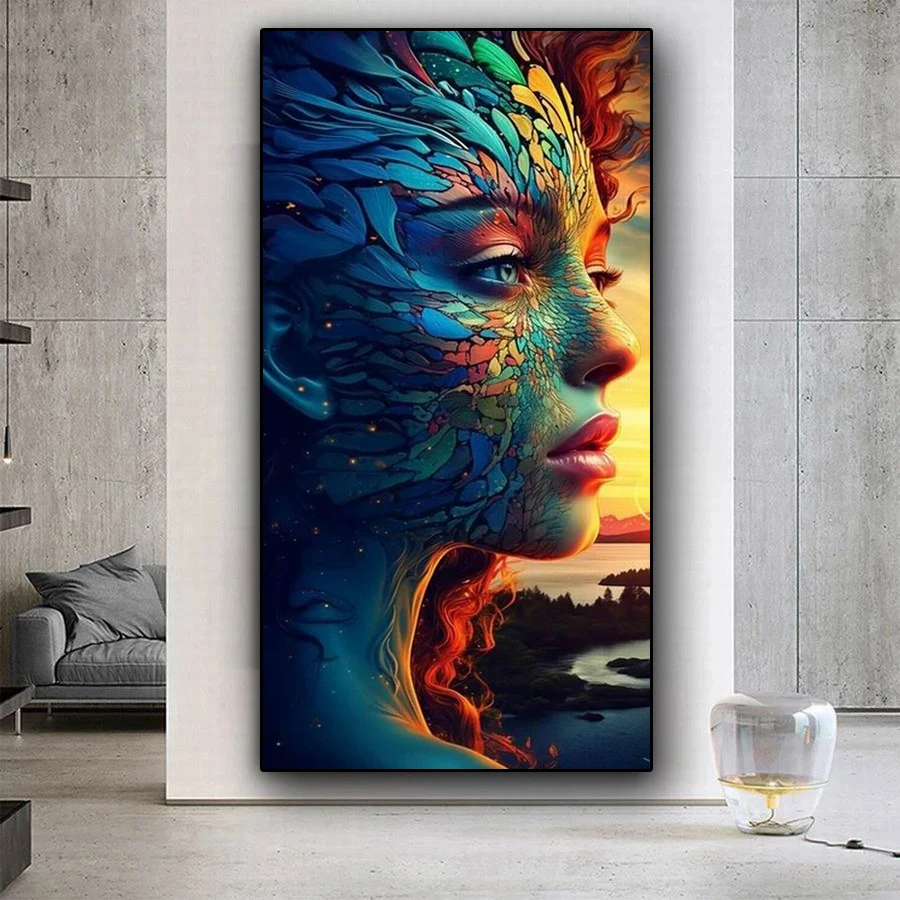 Fullcang Diy Big Size Diamond Painting New Mysterious Woman Flower Full Mosaic Embroidery Sunglasses Girl Picture Wall Decor