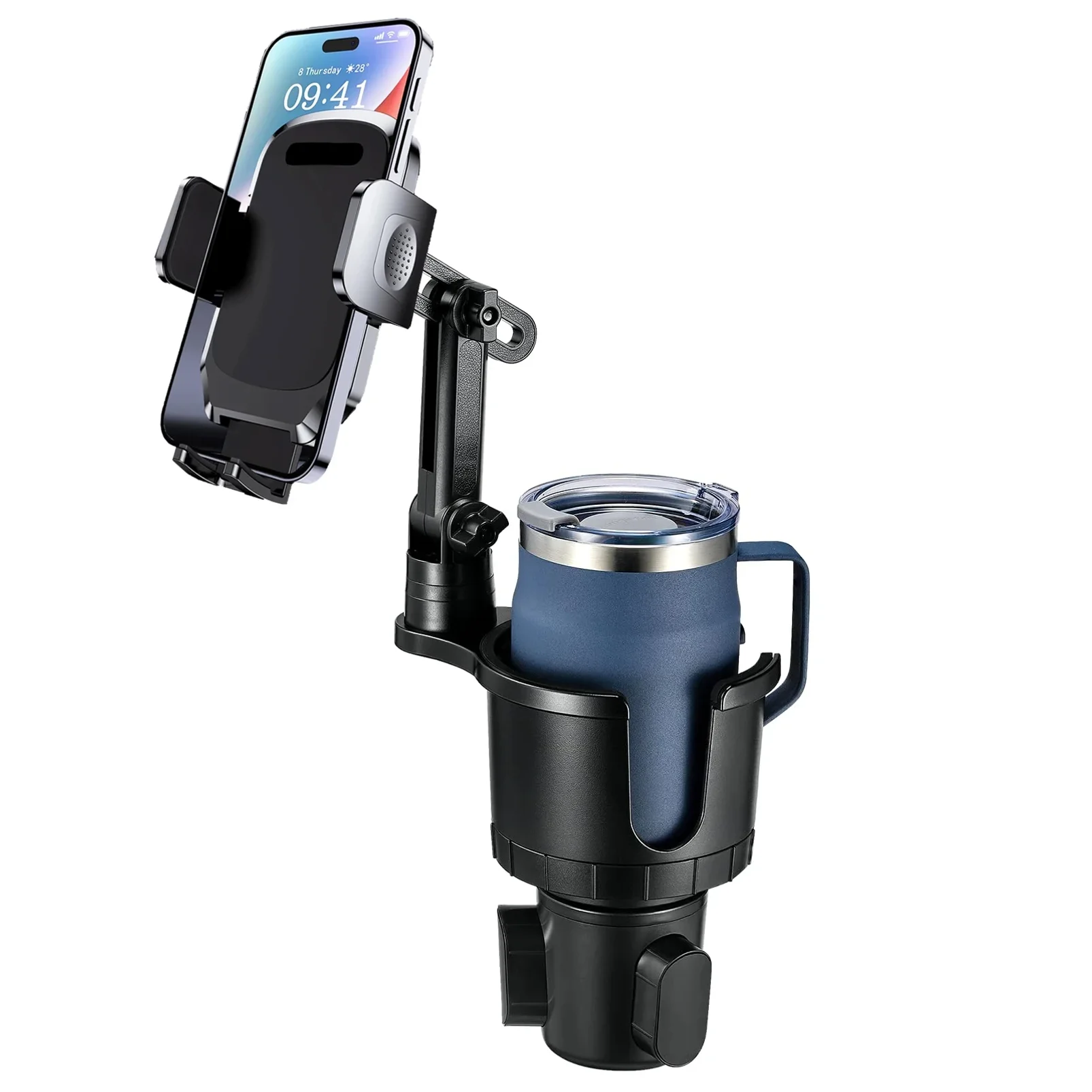 Auto-Handyhalterung, Getränkehalter-Handyhalterung mit Speicherfunktion 360° ° Drehbare iPhone-Autohalterung mit Verstellbarem Langarm
