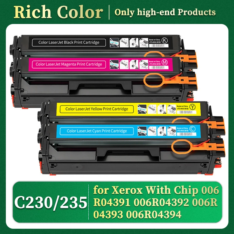 Suitable for Xerox C230 With Chip Cartridge C235 Chip Cartridge 006R04391 006R04392 006R04393 006R04394 Color Toner Cartridge