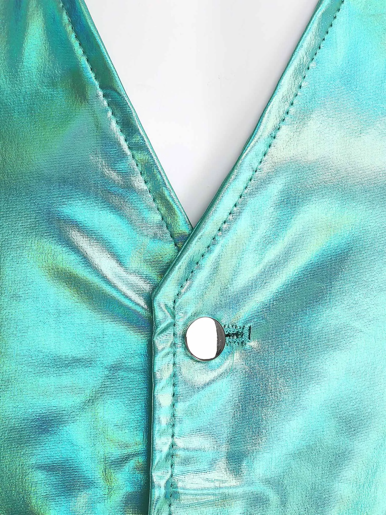 반짝이는 남성용 70년대 디스코 조끼, 글래머 폴리에스터-스판덱스 혼방, V넥 뾰족한 밑단, 웨딩, 재즈 댄스 파티, 나이트클럽용