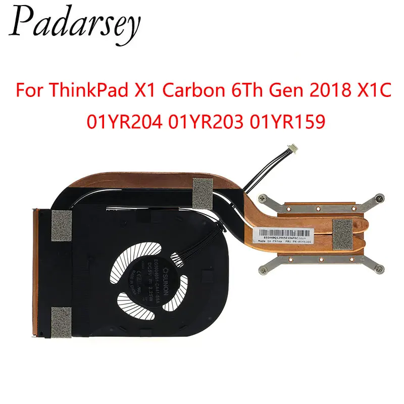 

Padarsey Replacement Laptop CPU Cooling Fan with Heatsink for Lenovo ThinkPad X1 Carbon 6Th Gen 2018 X1C 01YR204 01YR203 01YR159