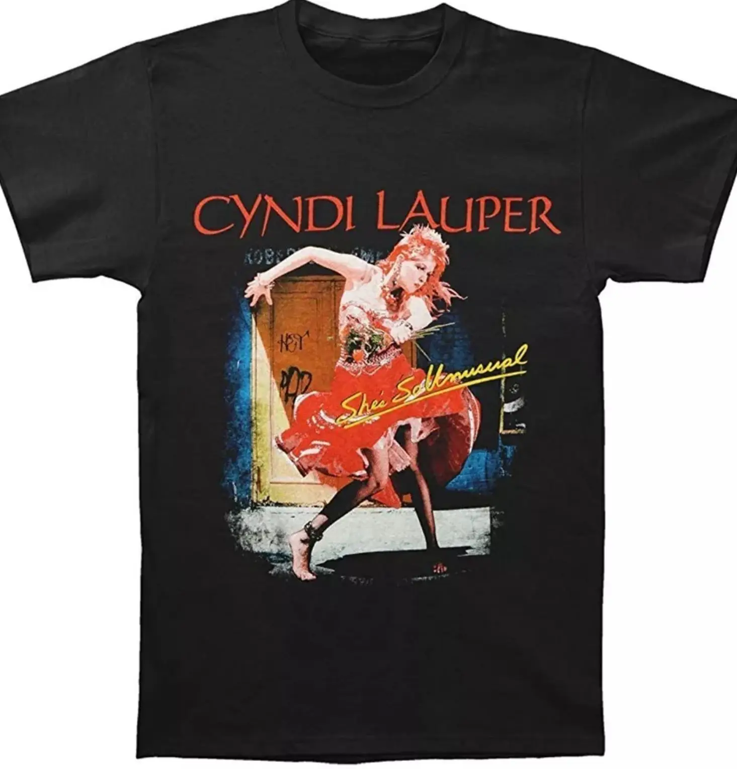 Cyndi Lauper Mens 2013 Shes So Unusual Tour Dated Black T-Shirt S-2345XL