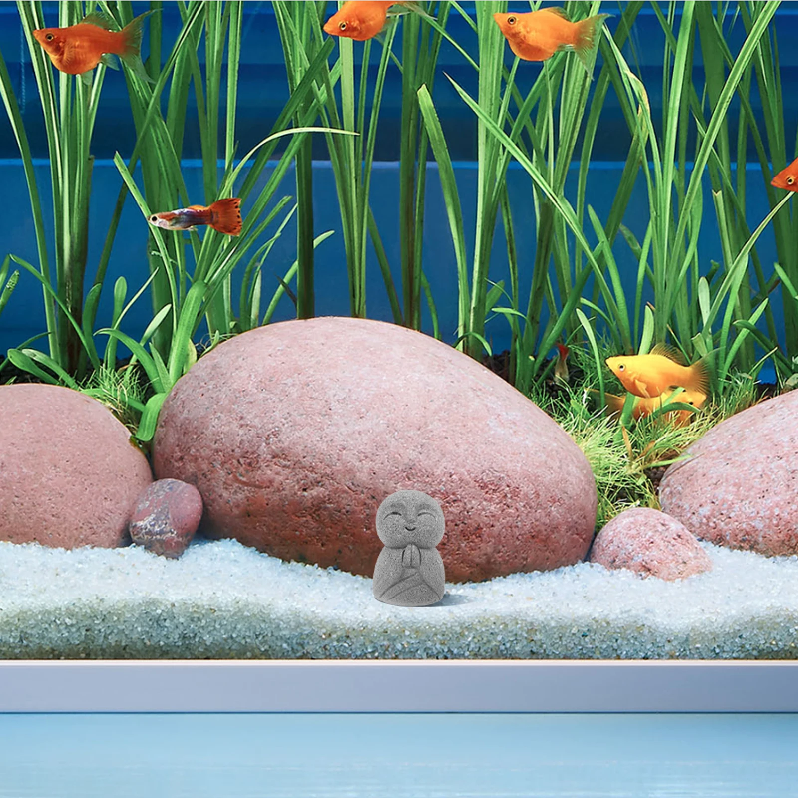 

Small Japanese Jizo Buddha Statue Sandstone Mini Buddha Sculpture Feng Shui Garden Aquarium Decoration Meditating Monk Ornament