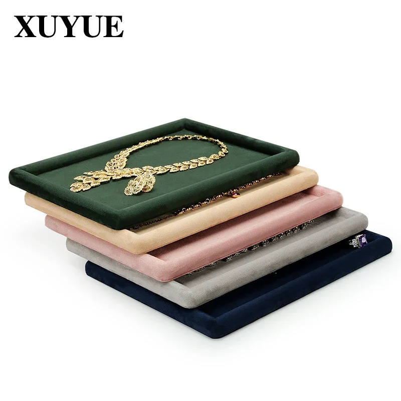 صينية عرض المجوهرات الجديدة عرض المجوهرات الجلدية المخملية صندوق قلادة خاتم صينية فارغة #3