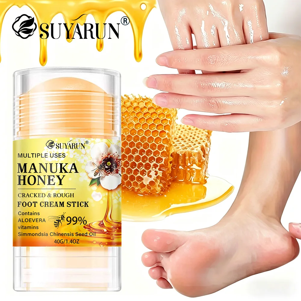 SUYARUN Manuka Honey Foot Cream Stick - Exfoliating & Moisturizing, Heel Crack Repair, Dry Skin Care, Smooth Feet.