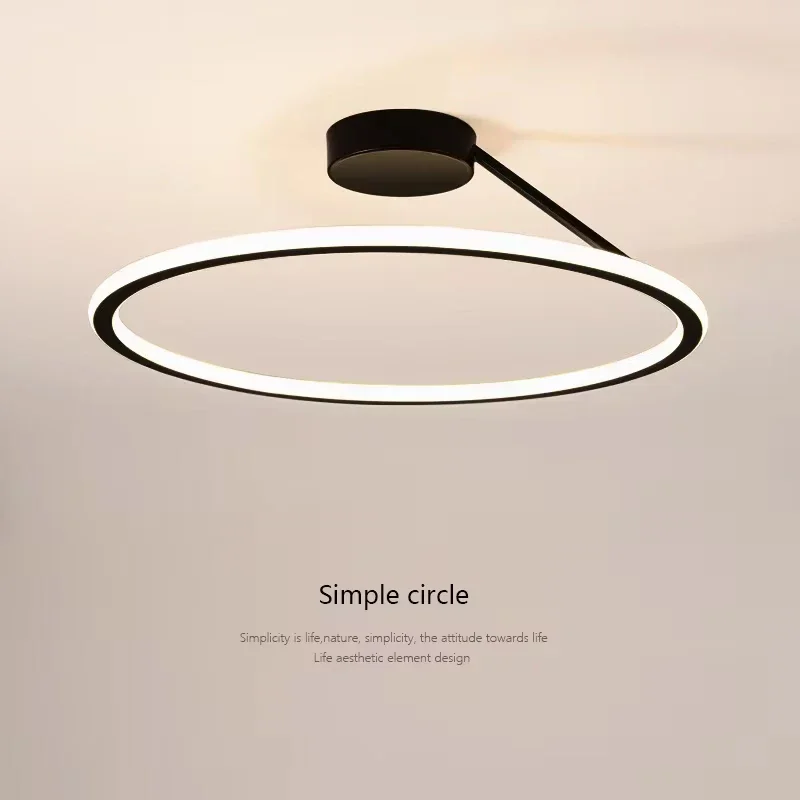 Modern Minimalist Ring Led Ceiling Chandelier Bedroom Study Indoor Lighting Ceiling Pendant Lamp Luster Hanging Light Fixture