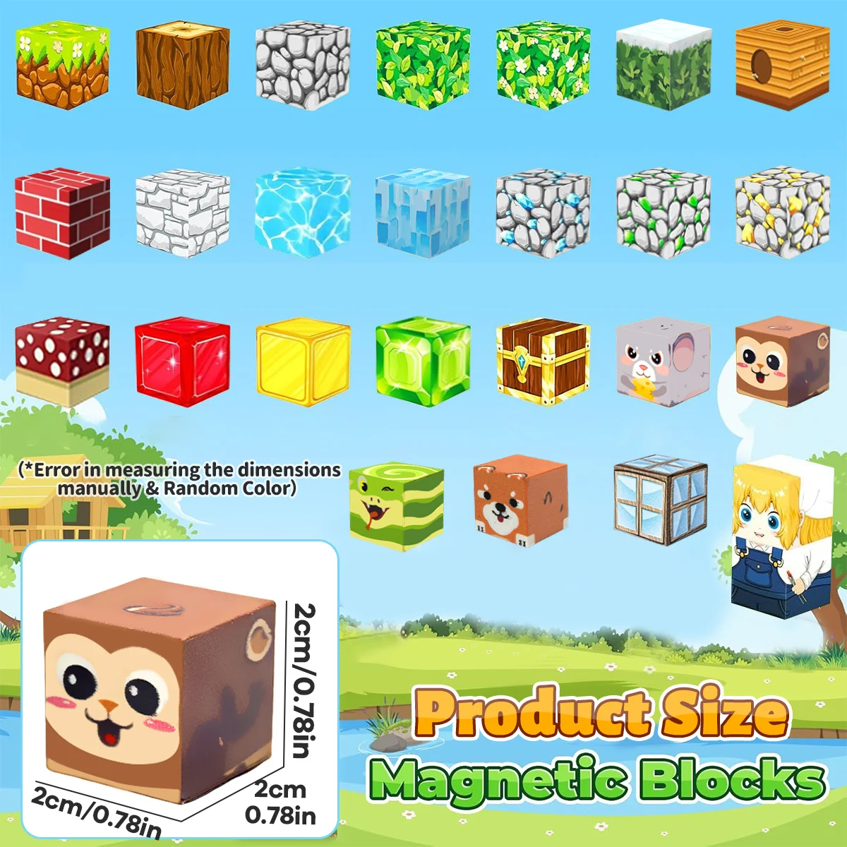 Magnetic Building Blocks Lava Animals For Kids Boys Girls Ages 3+ Magnet Cube Set STEM Montessori Sensory Toy