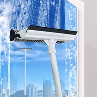 1pc Squeegee Window Cleaner 2 In 1 Retractable Extension Pole Cleaning Window Brush, Cleaning Tools For Car, Sliding Door