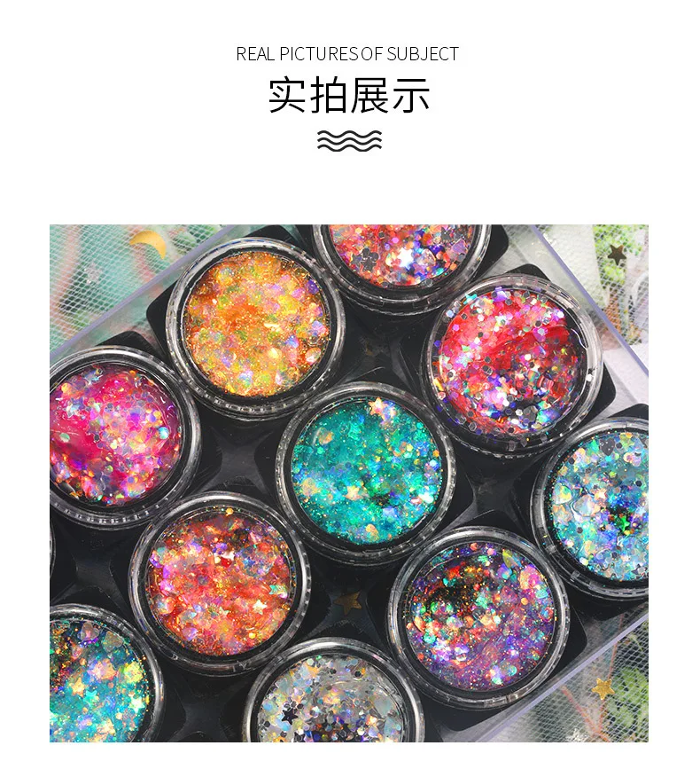 1 scatola di gioielli per il viso ombretto pigmento luccicante corpo viso occhi glitter gel con paillettes crema occhi pelle lucida viso festival cosmetici glitter *