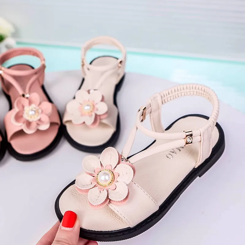 Princess Girls Sandals Soft Children\'s Beach Shoes Kids Flowers Summer Sandals Fashion High Quality Sweet Girls Sandals 26-36