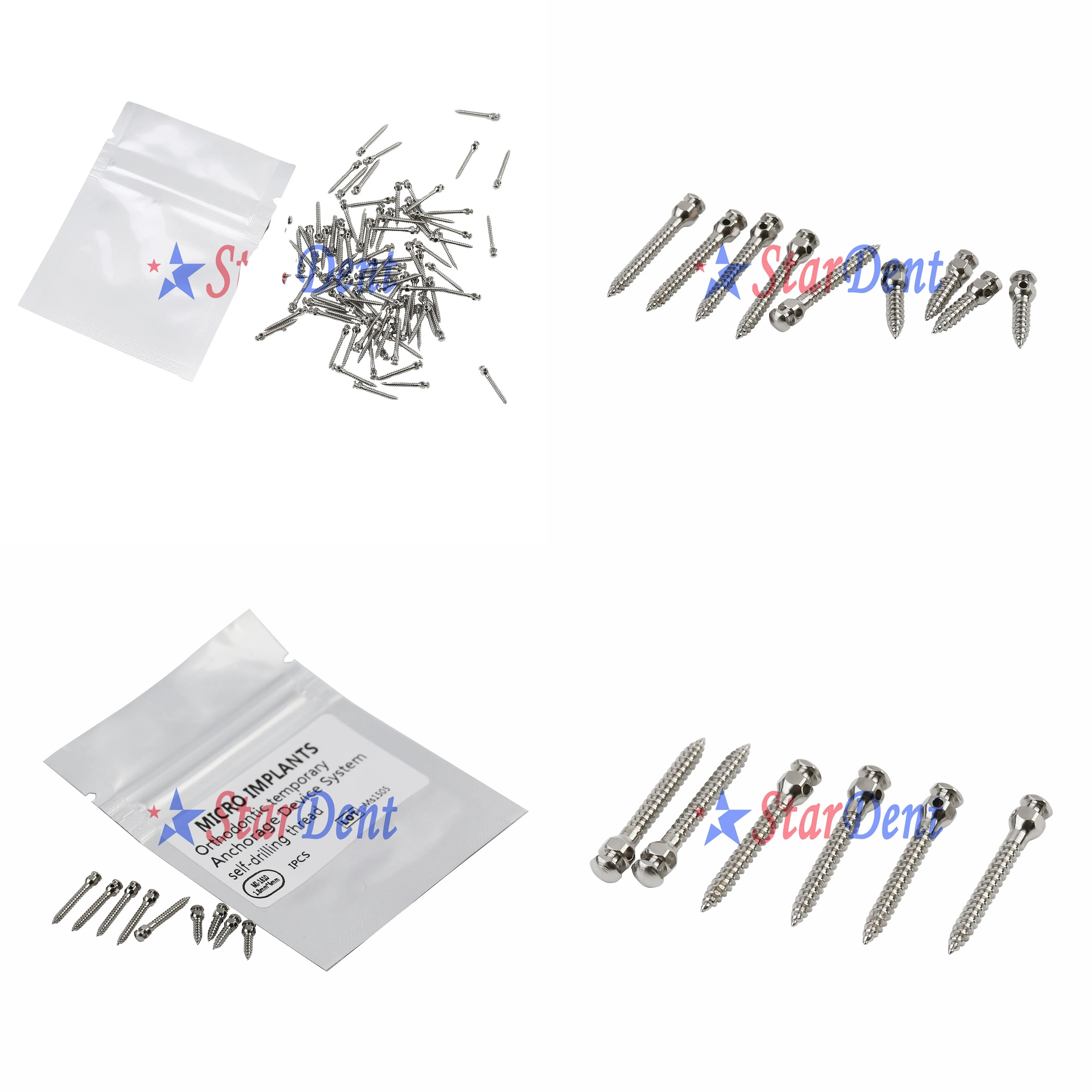 Orthodontic Micro Implants Screw Mini Dentals Anchor Screw for Denture Surgery Fixation 50pcs