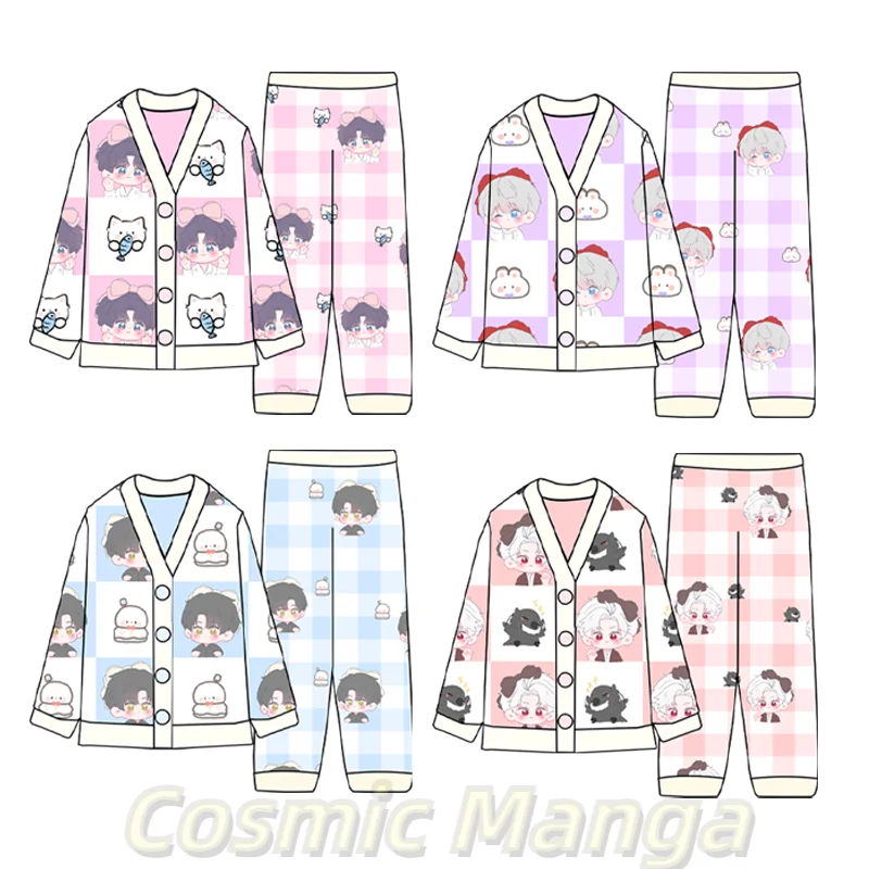 أنيمي الحب والفضاء العميق سيلوس زين رافاييل كزيفير تأثيري الفانيلا بيجامة مجموعة الكرتون الدفء ملابس المنزل ثوب النوم عيد الميلاد