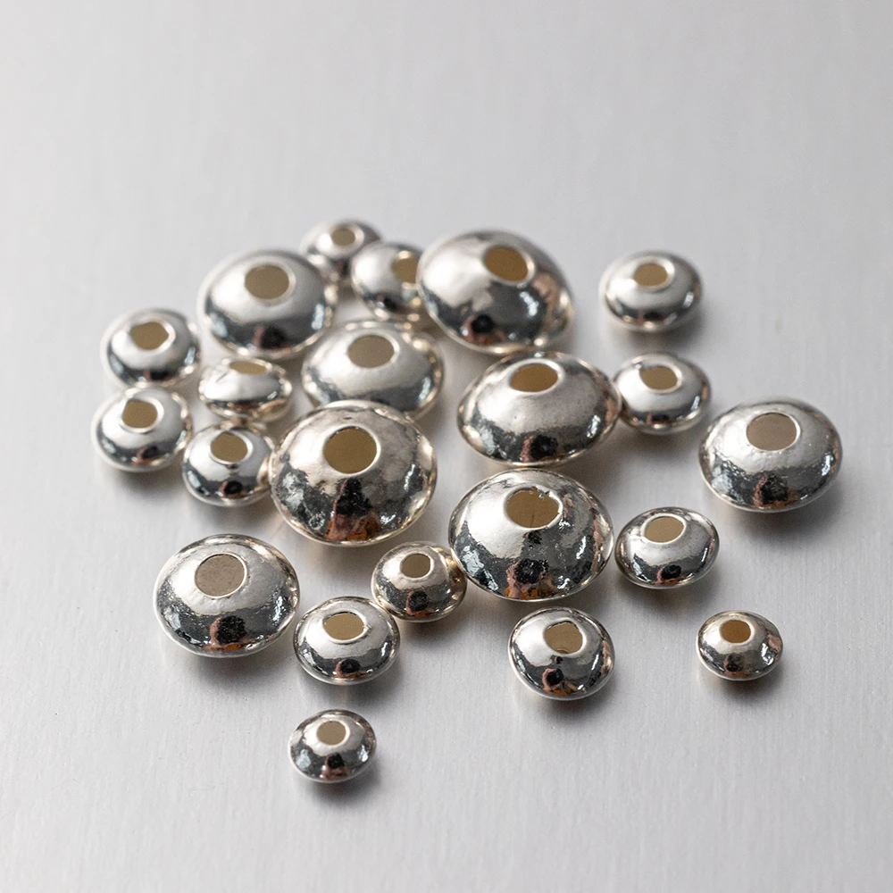 5/10pcs 3/4/5/6/7/8mm 925 Sterling Silver Wheel Beads for DIY Handmade Bracelets Necklace Jewelry Making Accessories Supplies