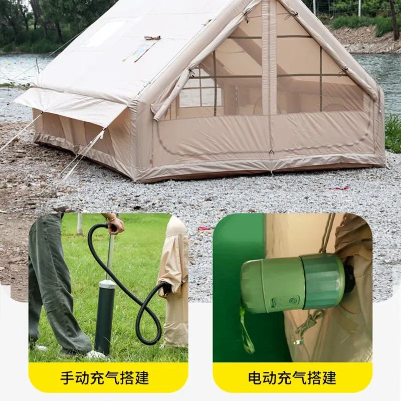6m2 Single Layer Inflatable Tent Outdoor Camping Rainproof Family Tent for 3-4 People Roof Ridge Household Fully Automatic