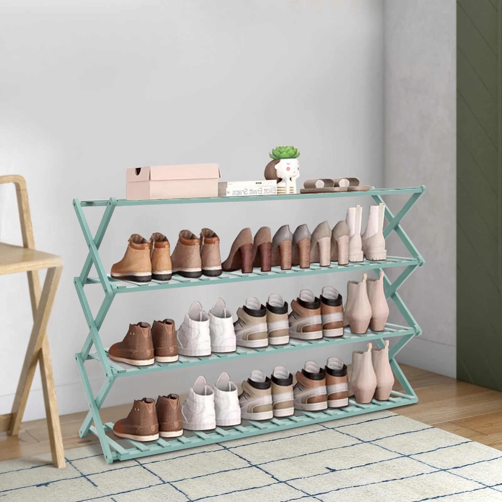 Gray-green Shoe Racks, Shoe Shelf, Entryway Hallway Closet Living Room Organizer