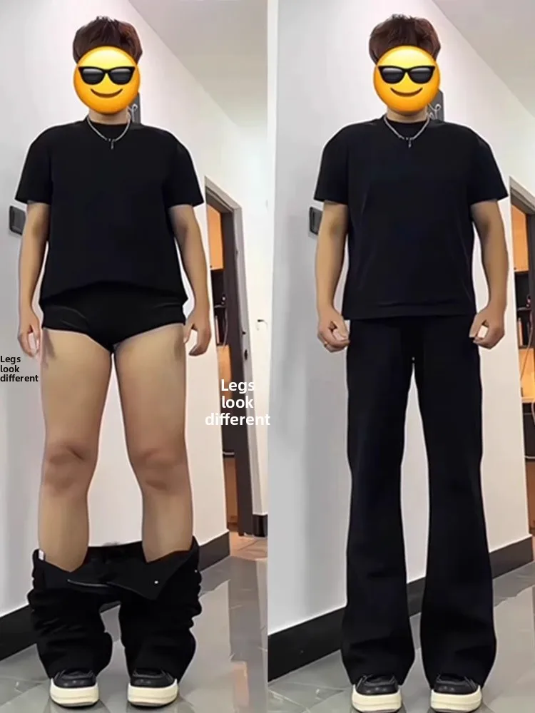 

Slimming Fce Lined Straight Leg Jeans for plus Size Men Winter Bootcut Pants Thiened Waisand Conceal Fluffy Butt