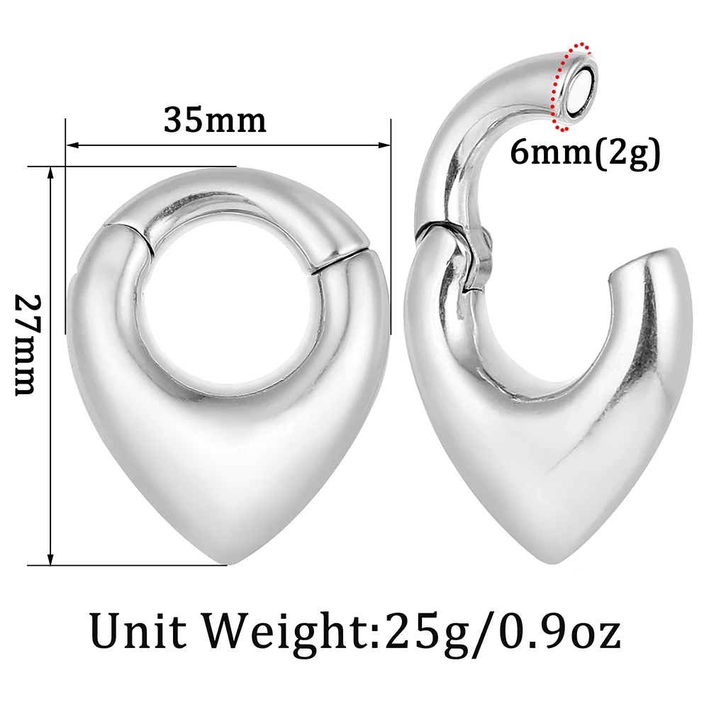 Twolobes 2PCS New Fashion Ear Weights Hangers 316 Stainless Steel Gauges Tunnels Stretcher Piercing Women Body Jewelry