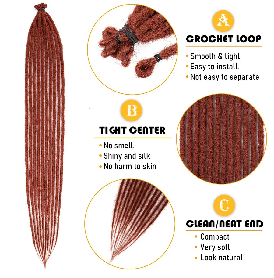 Reggae Dreadlocks Synthetisches Flechthaarteil Weiches, hautfreundliches Häkelhaar Knotenlose Flechthaarverlängerung Exotica Nu Locs – Detail 3