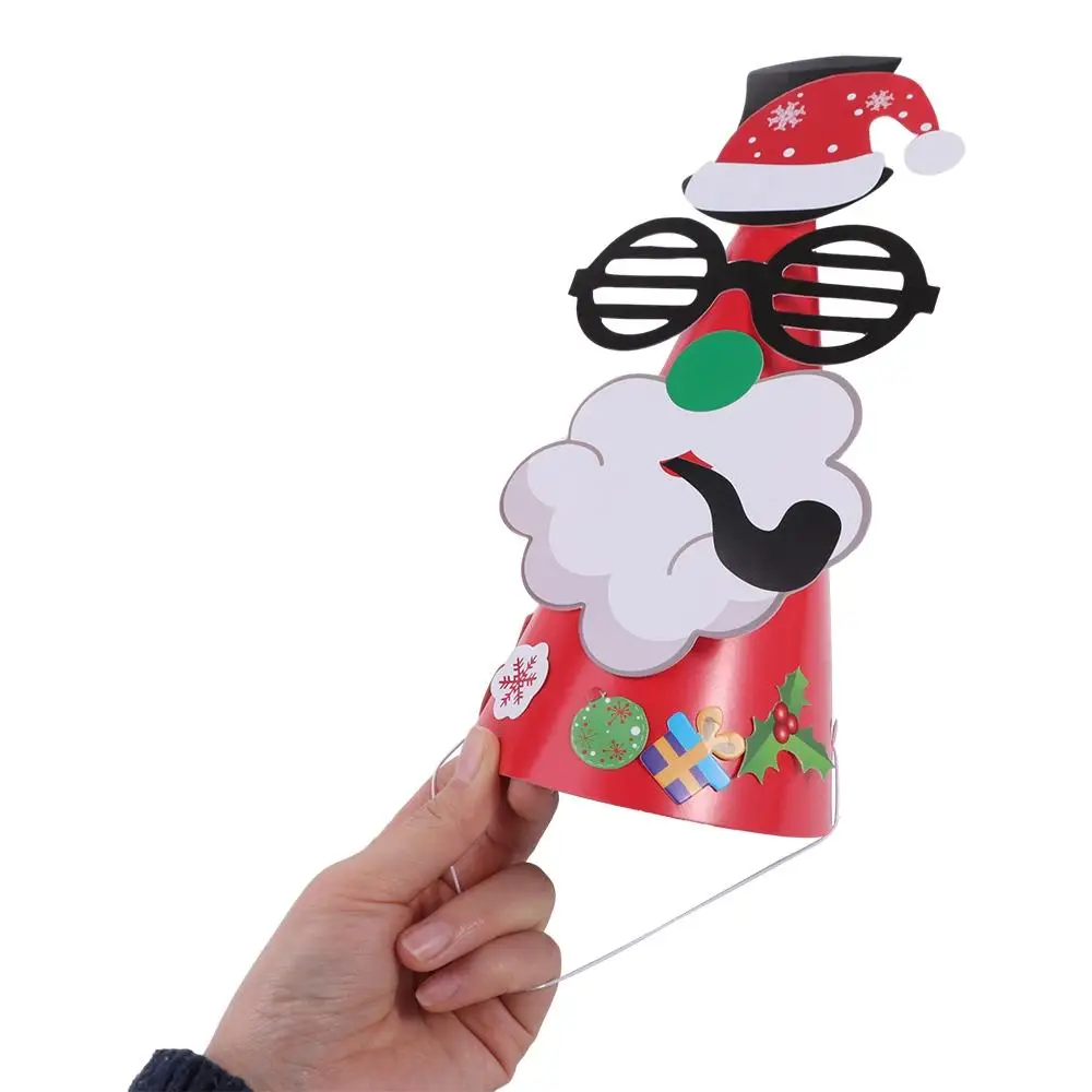 Cappello da Babbo Natale fatto a mano in carta Babbo Natale Kriss Kringle Cappelli per arti di Natale per bambini Albero di Natale Padre Natale Cappello di Natale fai da te Giocattolo