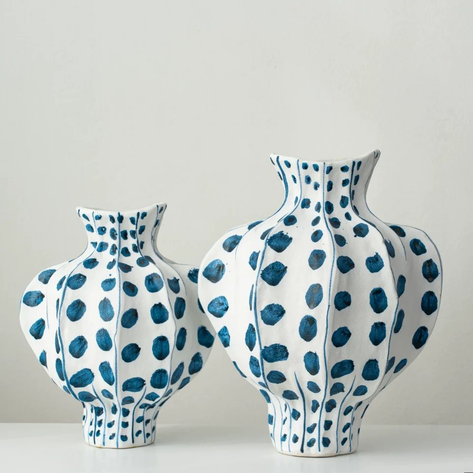 Abstract Handmade Ceramic Vase Decoration Home Room Table Furnishing Art Crafts Study Office Desk Flower Arrangement Accessories