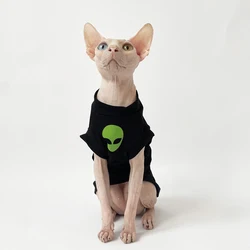 Cat Clothes for Sphynx Fashion Black Cotton Coat for Cat Striped Winter T-shirt For Devon Rex Soft cotton T-shirt Cat costume