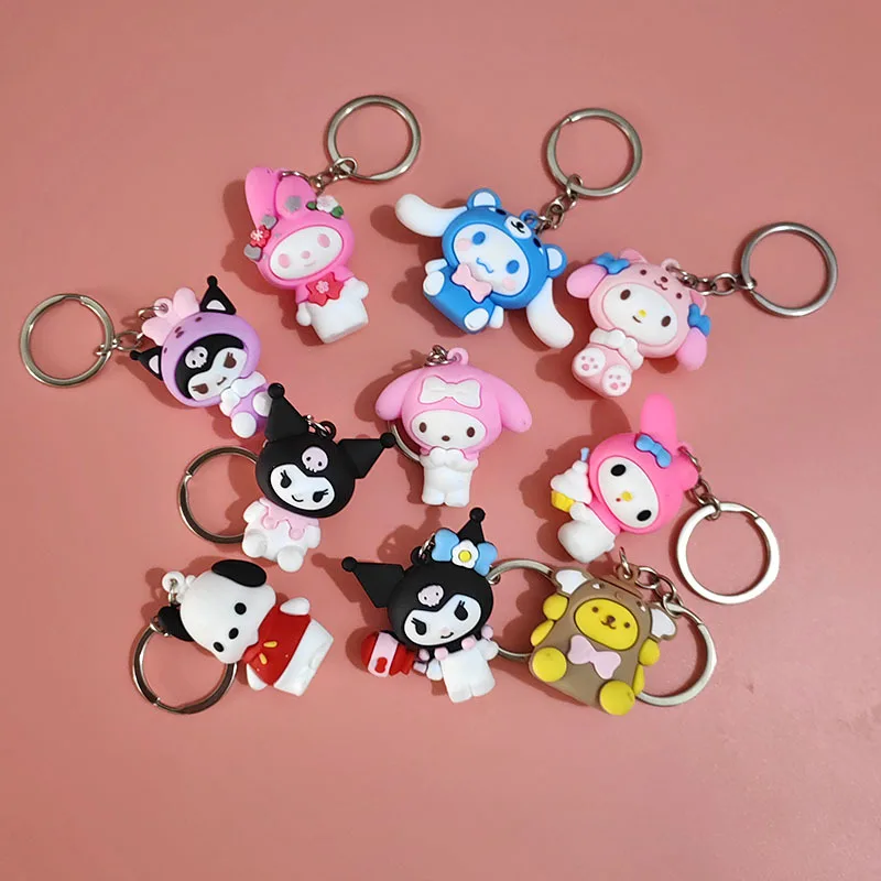 

Милые брелки Sanrio Kuromi Cinnamoroll Pompompurin My Melody Pochacco, фигурка, подвески, автомобильная цепочка, сумка, подвески, аксессуары, подарки