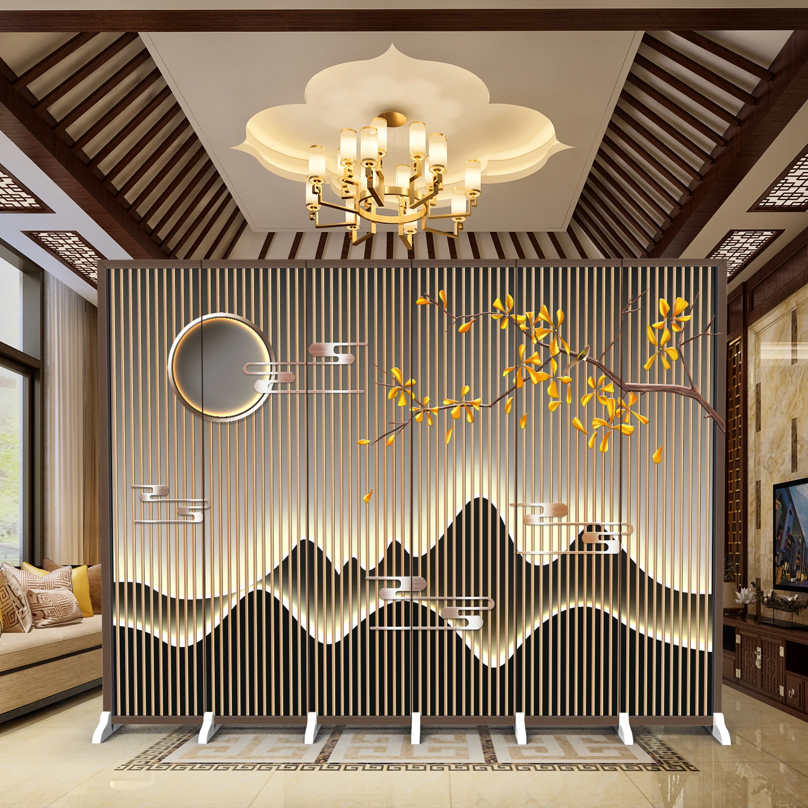 New Chinese screen partition living room block modern simple home bedroom office hotel mobile folding screen customization