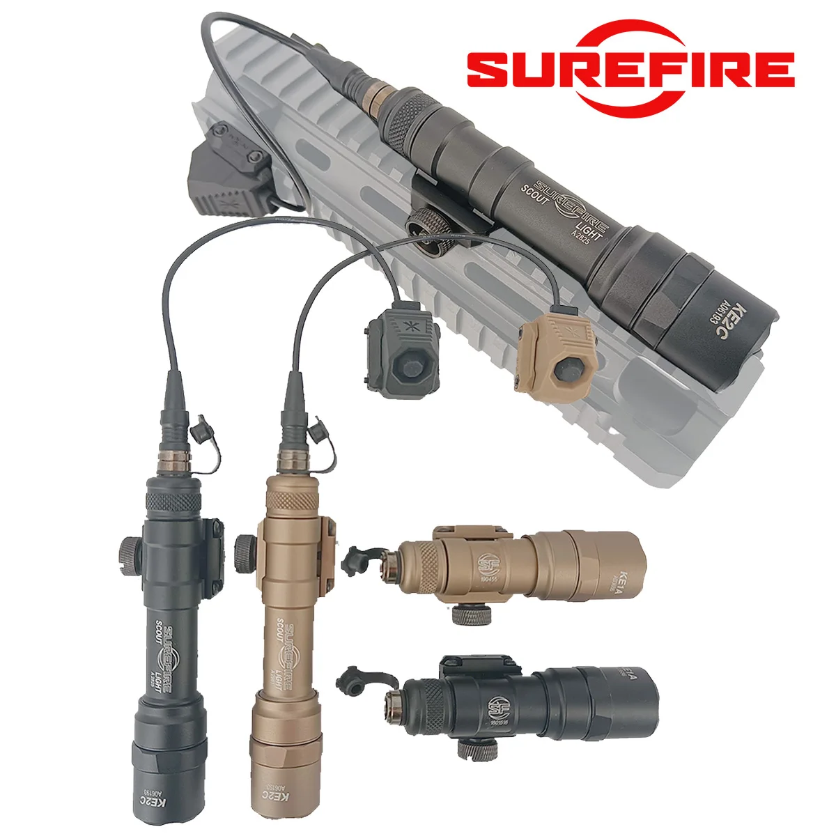 Lampe de poche tactique SureFire M300 M600 avec interrupteur à pression à distance UNITY AXON SL, compatible avec rail Picatinny de 20mm, lampe de poche de chasse