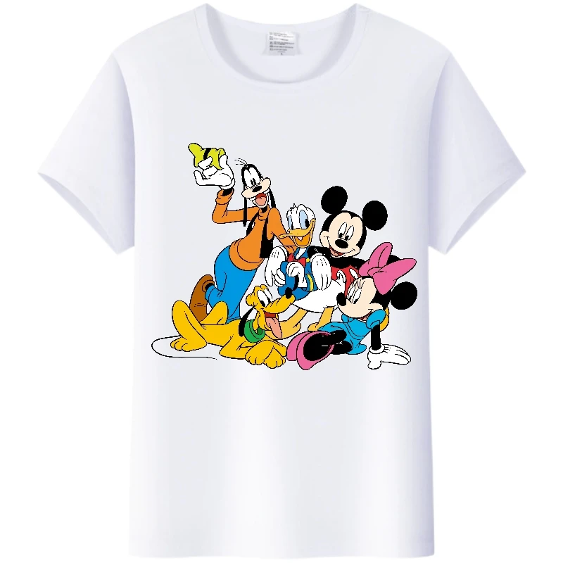 T-shirt à manches courtes pour hommes et femmes, haut à la mode, chemisiers blancs coréens, t-shirts Kawaii Disney TureMouse, St