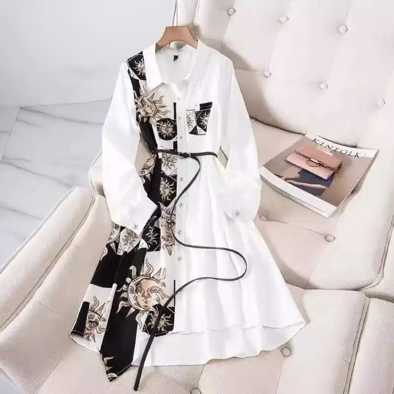 Robe chemise en viande pour femmes, vêtements de grande taille, Styles fins, moyens et longs, couverture de petite sœur grasse, nouvelle collection