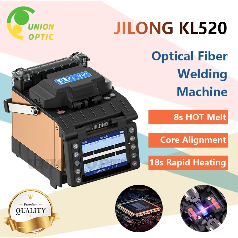 JILONG Fiber Optic Fusion Splicer KL-520 4 Motors Optical Core Welder Splicing Machine With VFL OPM Tool Kits