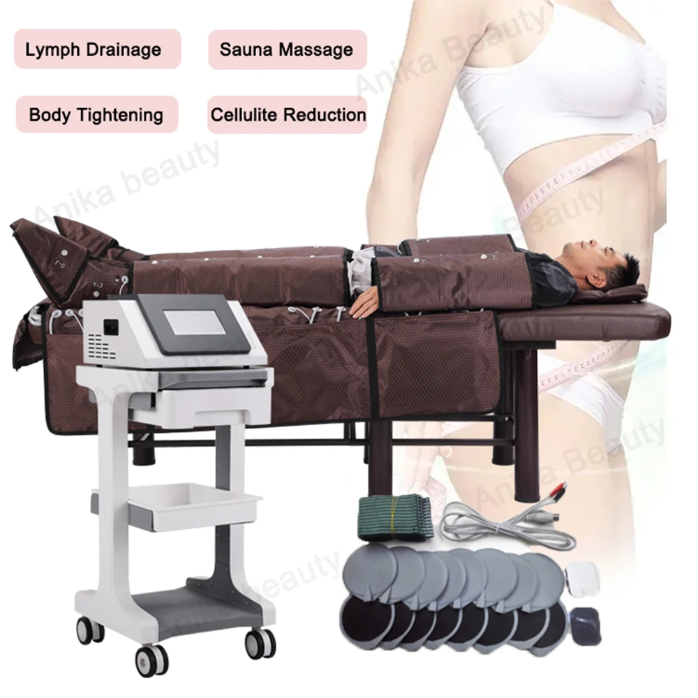 

3 In 1 EMS &Heat Lymphatic Drainage Slimming Pressotherapy Machine Air Pressure Sauna Suit Cellulite Reduce Body Detox Equipment