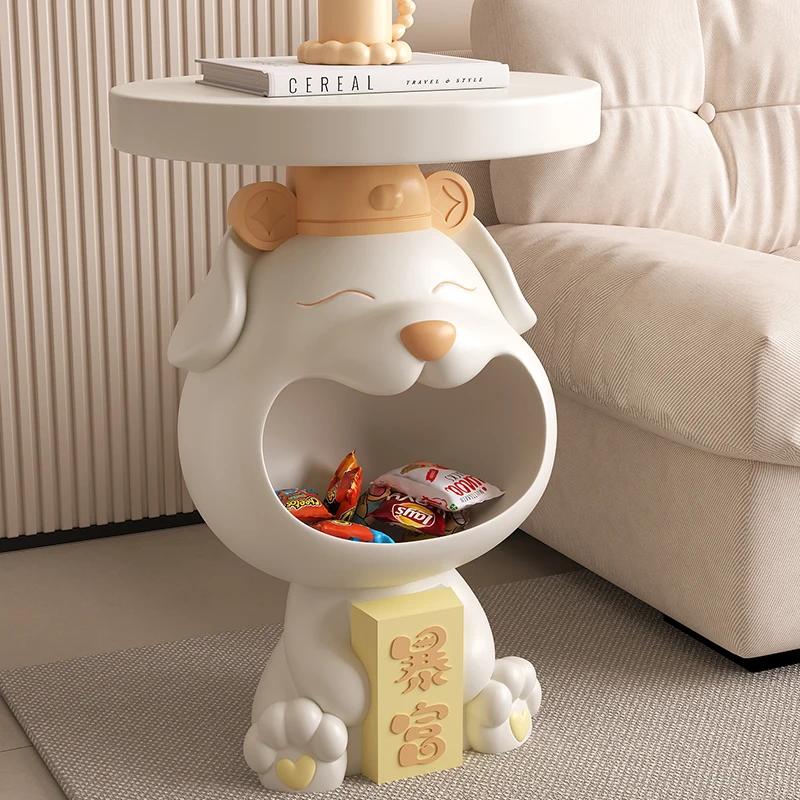 Nordic-Style Lucky Cat Side Table Money-Themed Decor Wide Surface Bedroom Storage Aesthetic Functional Bedroom Accent Piece