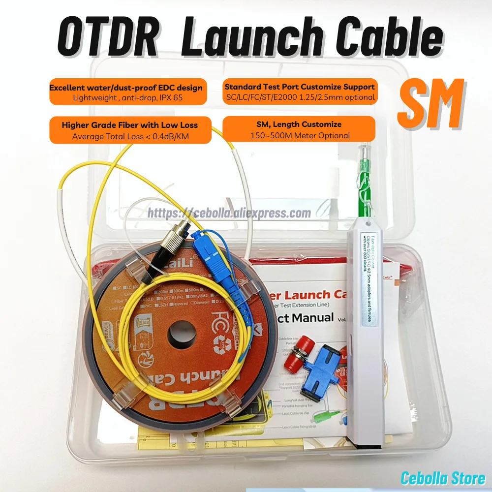 

Портативный OTDR-элиминатор мертвых зон SC/UPC-SC/UPC, оптические кольца 500 м, коробка для запуска волоконно-оптического рефлектометра 500 м, SM 1310/1550 нм