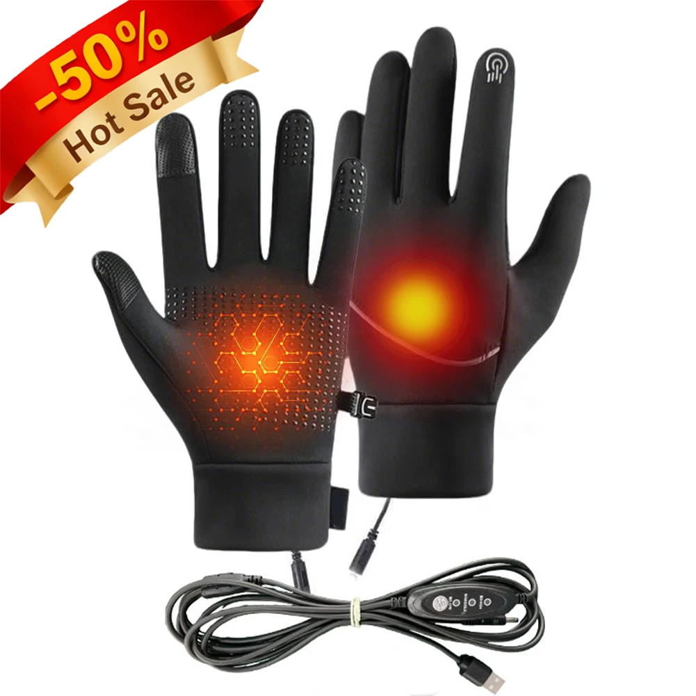 Doublures de gants chauffants pour hommes et femmes, batterie Rechargeable par USB, gants chauffants électriques, gants chauds d'hiver pour l'équitation, le Ski et le cyclisme