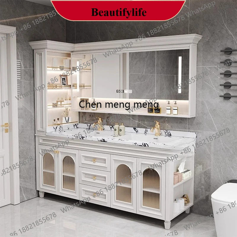 

F185 American Oak Bathroom Cabinet Combination French Bathroom Rock Slab Seamless Basin Washbasin Floor Type