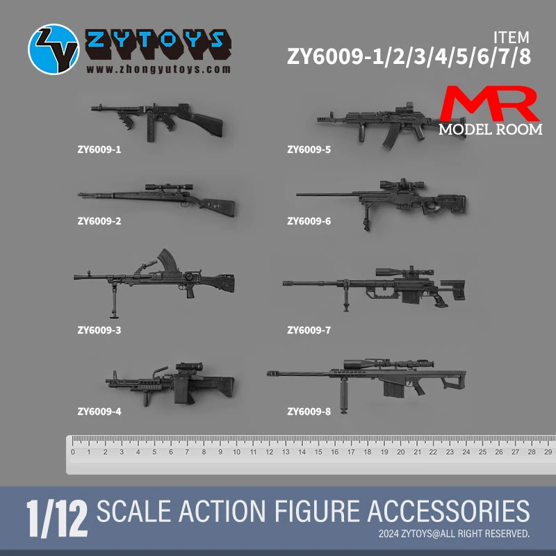 ZYTOYS ZY6009 1/12 M200 M82A1 M1928 98K Sniper Rifles Gun Model 8pcs/set Weapon Scene Accessories Fit 6'' Soldier Action Figure