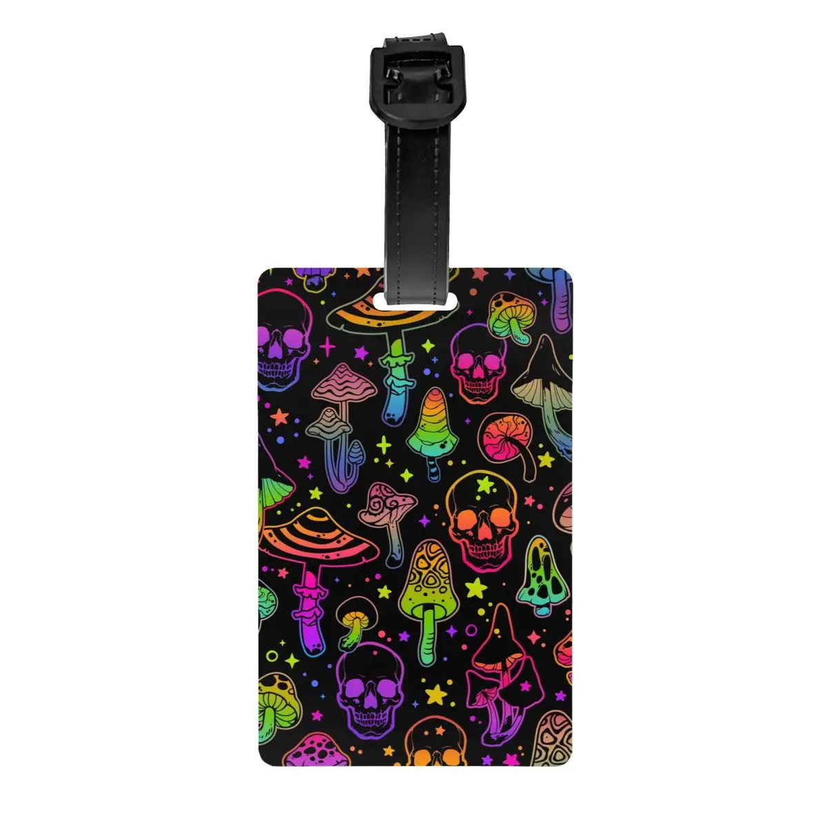 Custom Glowing Mushroom Luggage Tag Custom Purple Blue Skull Skeleton Print Baggage Tags Privacy Cover ID Label