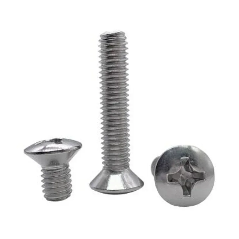 20/50/100/200pcs M2 M2.5 M3 M4 M5 M6 M8 GB820 A2 304 Stainless Steel Cross Phillips Raised Countersunk Head Half Oval Bolt Screw