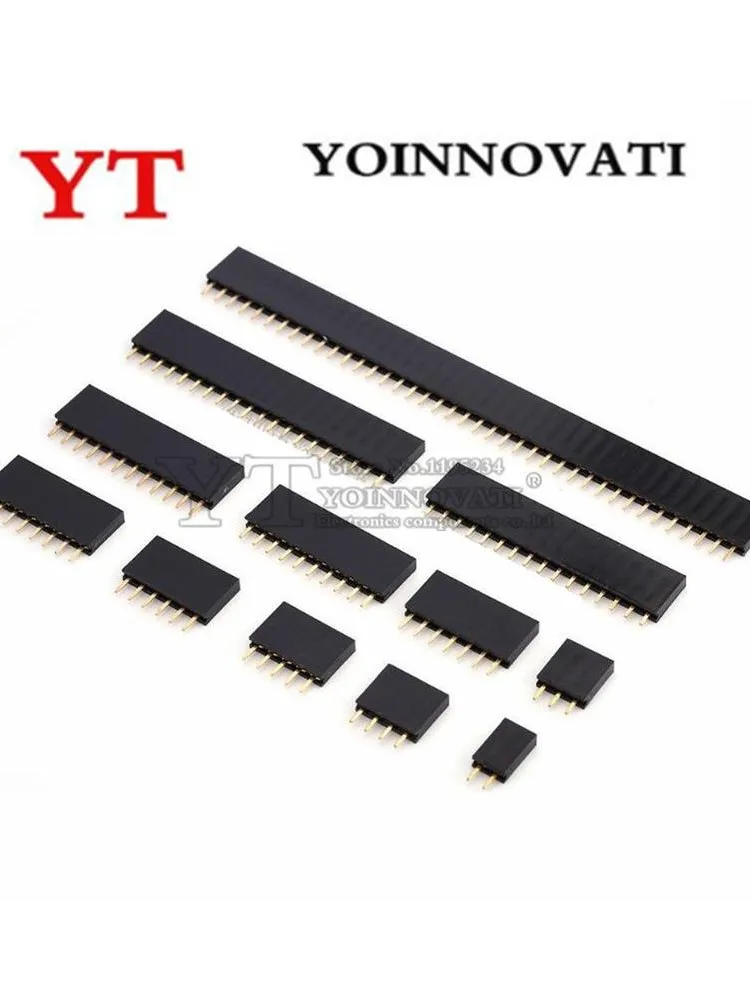 100 szt. Żeńskiego gniazda z jeden rząd pinem 2.54mm 1*2p 3p 4p 5p 6p 7p 8p 9p 10p 12p 14p 16p 20p 40p złącze pinowe — zdjęcie produktu 6